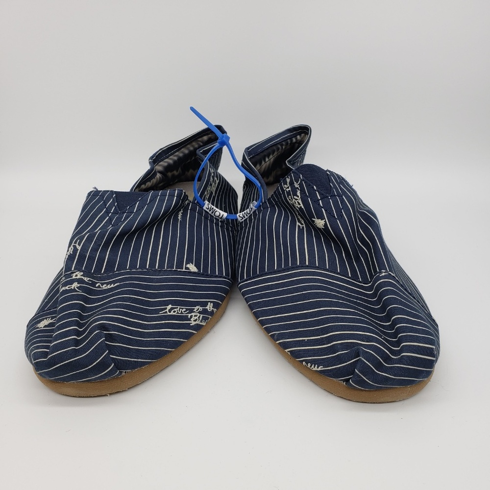 NWOT Classic Slip On Flat Canvas Blue White Stripe